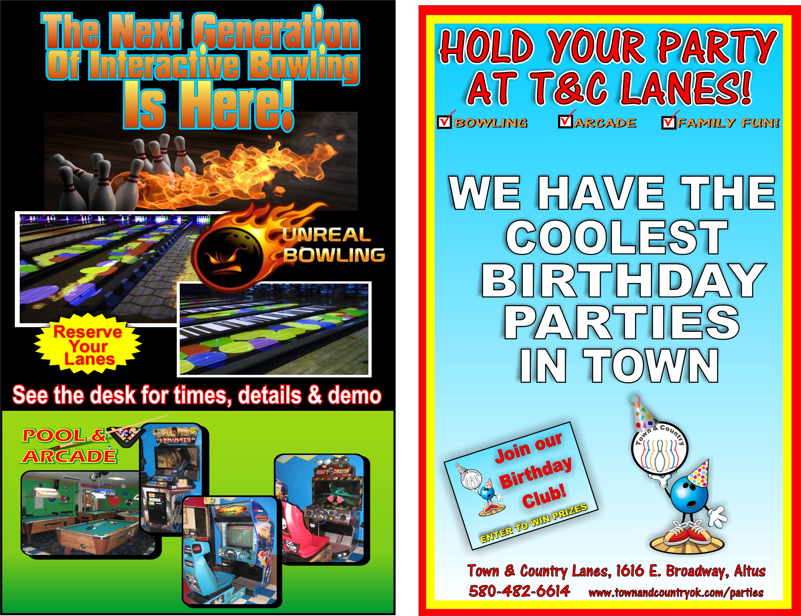 town & country lanes > parties > party planning info
