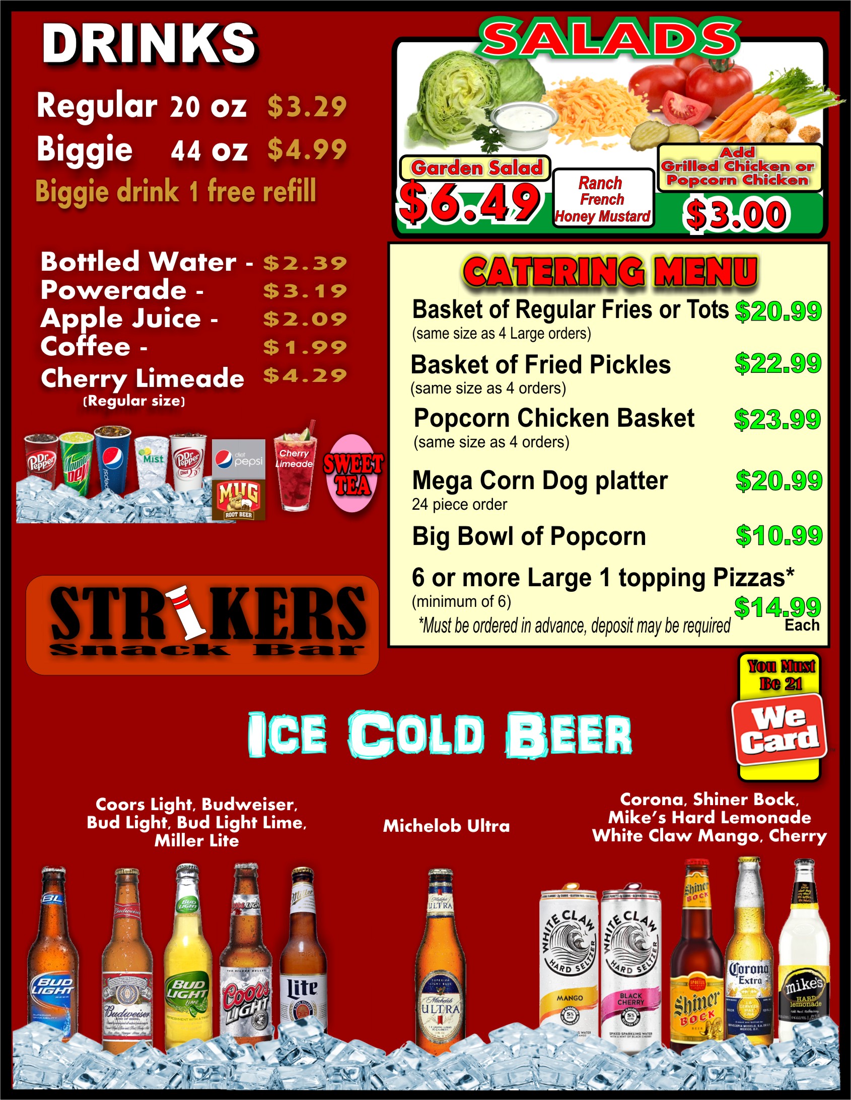 Town & Country Lanes > STRIKERS Menu